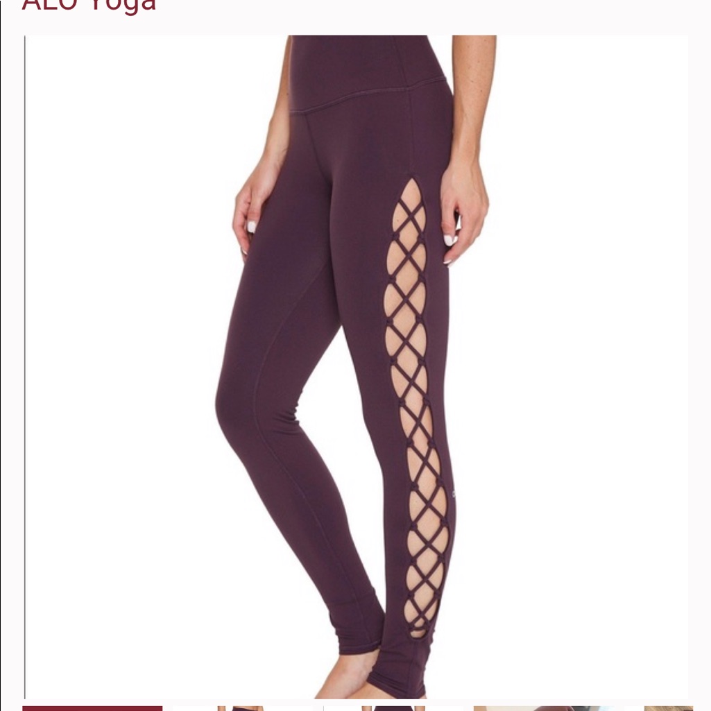 Alo Interlace Leggings, Eggplant, Xs